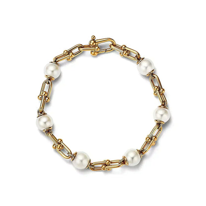 [Glow Muse ]LINK BRACELET GOLD WITH FRESHWATER PEARLS