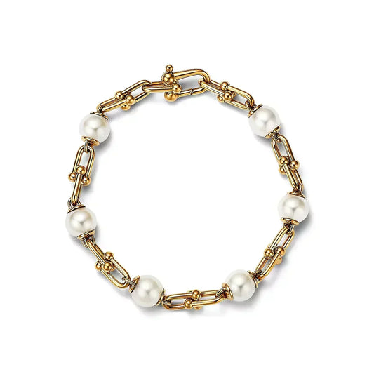 [Glow Muse ]LINK BRACELET GOLD WITH FRESHWATER PEARLS