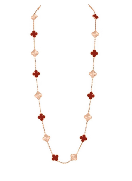 [Glow Muse]CLOVER 20 MOTIFS LASER CARNELIAN NECKLACE