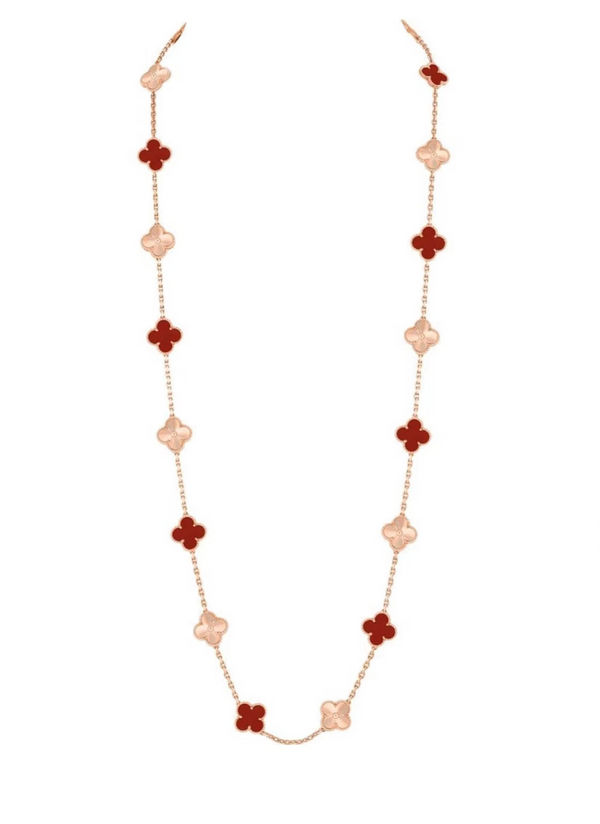 [Glow Muse]CLOVER 20 MOTIFS LASER CARNELIAN NECKLACE