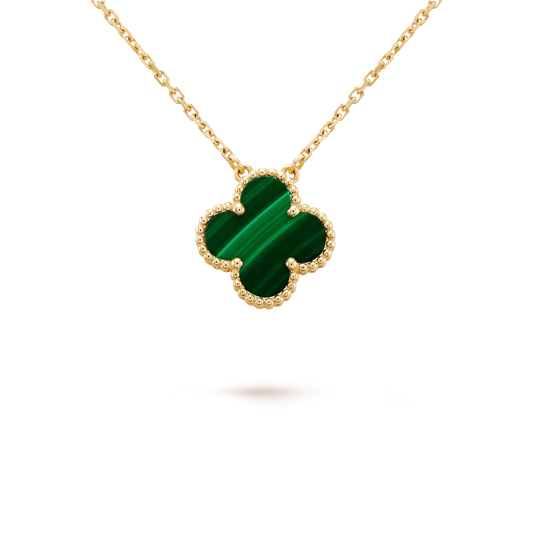 [Glow Muse]CLOVER 15MM MALACHITE SINGLE FLOWER  NECKLACE