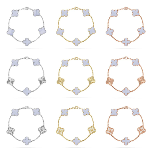 [⭐Glow Muse] CLOVER 5 MOTIF PURPLE CHALCEDONY BRACELET COLLECTION