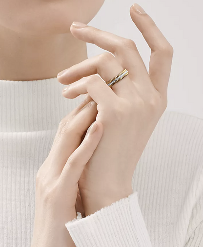 [Glow Muse ]ROPE TWO-ROW GOLD DIAMOND RING