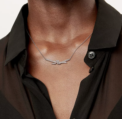 [Glow Muse ]KNOT PENDANT SILVER DIAMOND NECKLACE