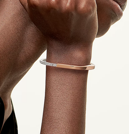 [Glow Muse ]LOCK BRACELET ROSE AND WHITE GOLD DIAMOND