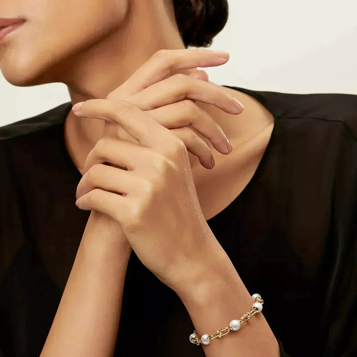 [Glow Muse ]LINK BRACELET GOLD WITH FRESHWATER PEARLS