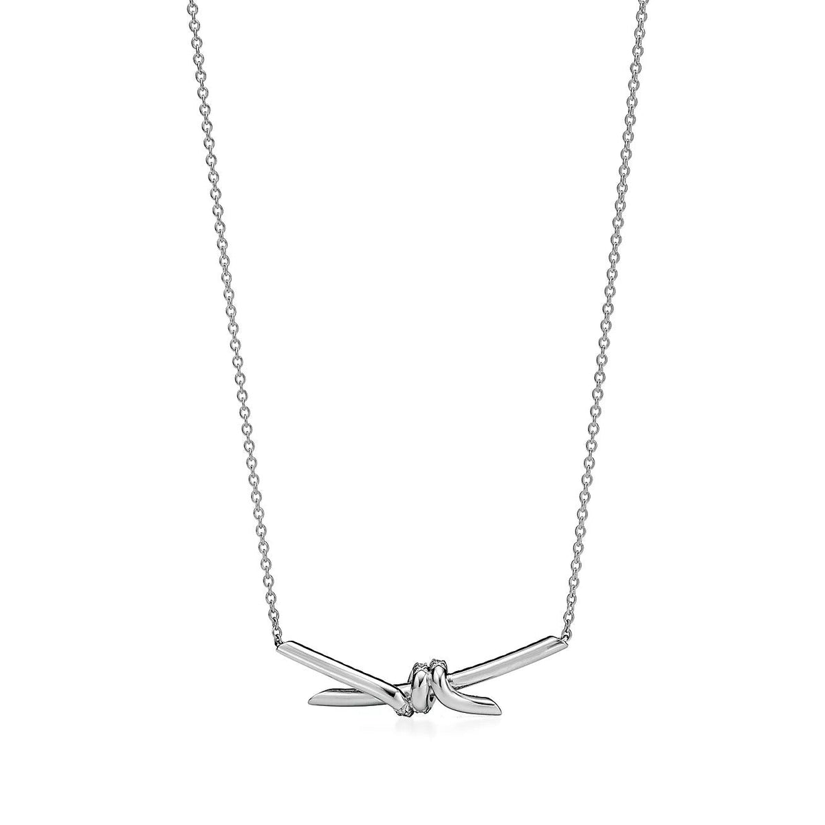 [Glow Muse ]KNOT PENDANT SILVER DIAMOND NECKLACE