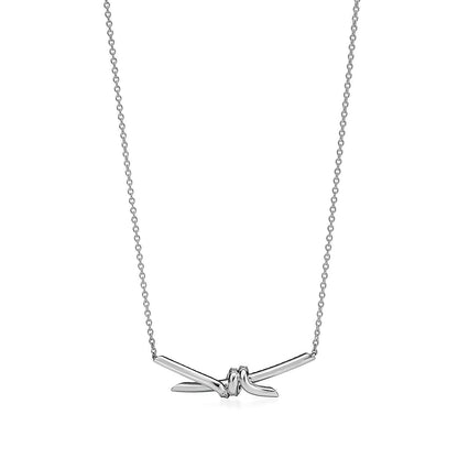 [Glow Muse ]KNOT PENDANT SILVER DIAMOND NECKLACE