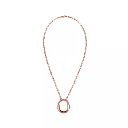 [Glow Muse ]LOCK MEDIUM PENDANT PINK DIAMOND PINK GOLD NECKLACE
