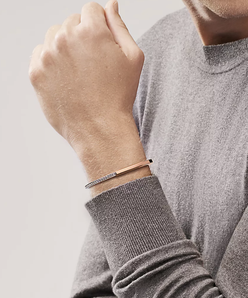 [Glow Muse ]LOCK BRACELET ROSE AND WHITE GOLD DIAMOND
