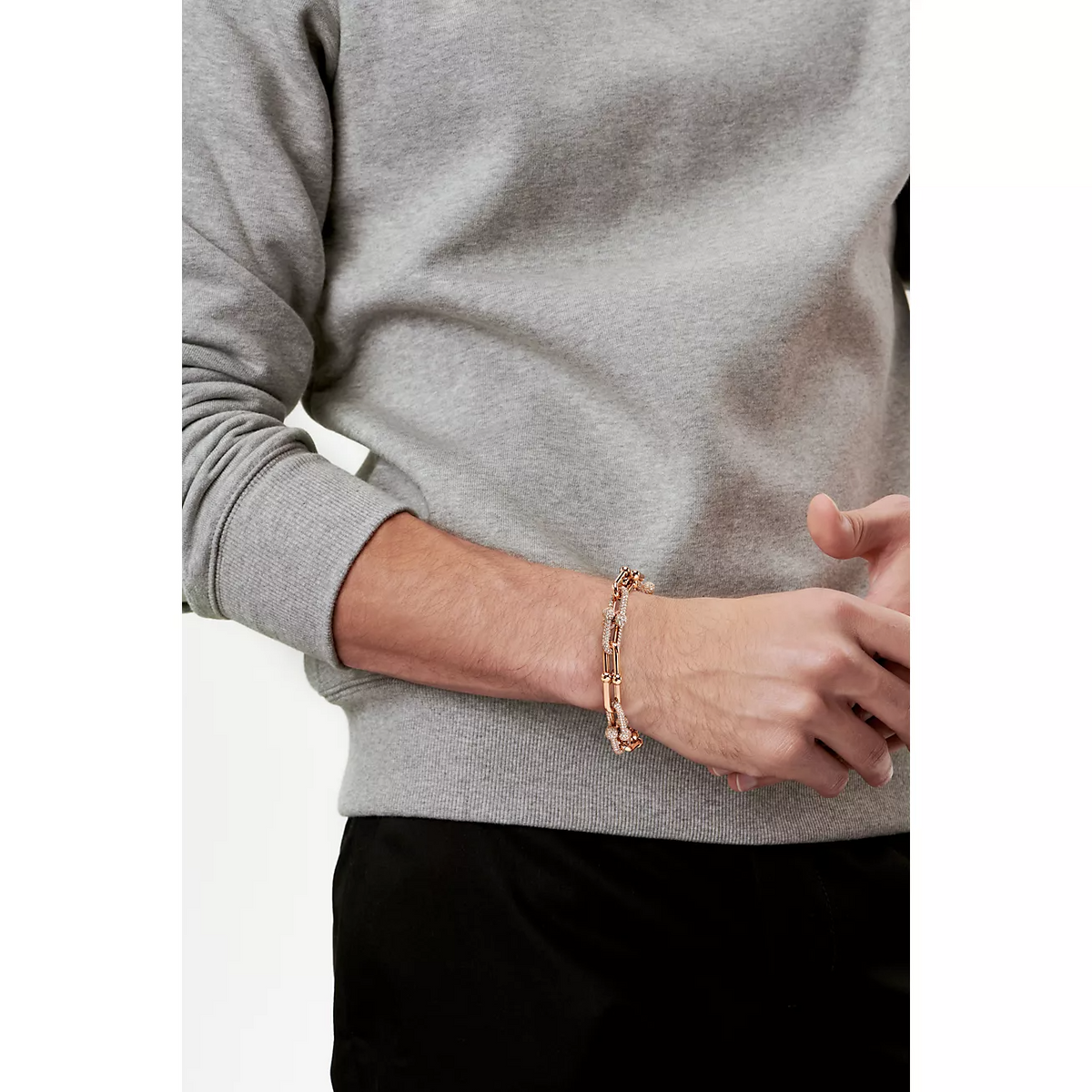 [Glow Muse ]HARDWEAR LARGE LINK PINK GOLD PAVED DIAMOND BRACELET