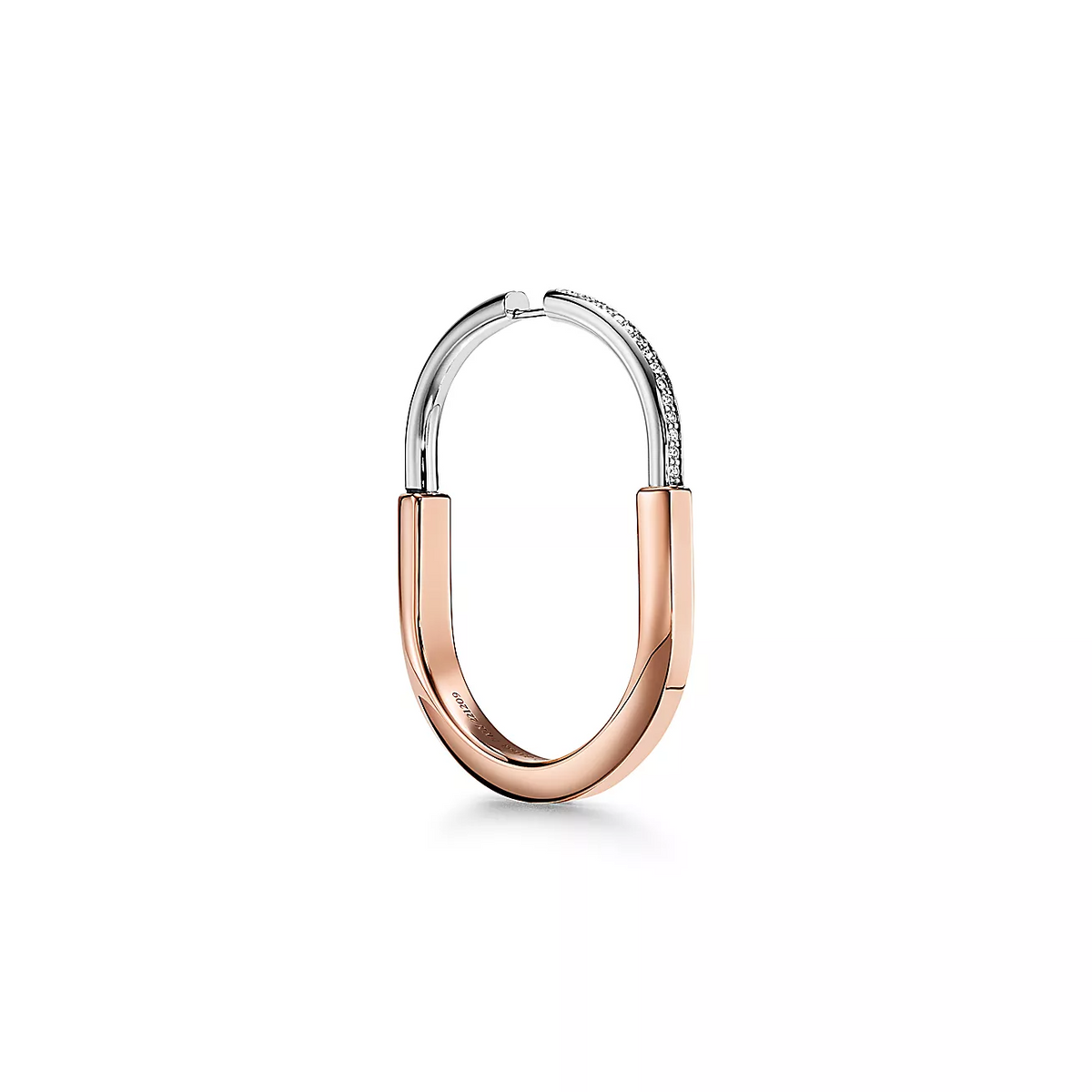 [Glow Muse ]LOCK EARRINGS ROSE AND WHITE GOLD DIAMONDS EXTRA LARGE
