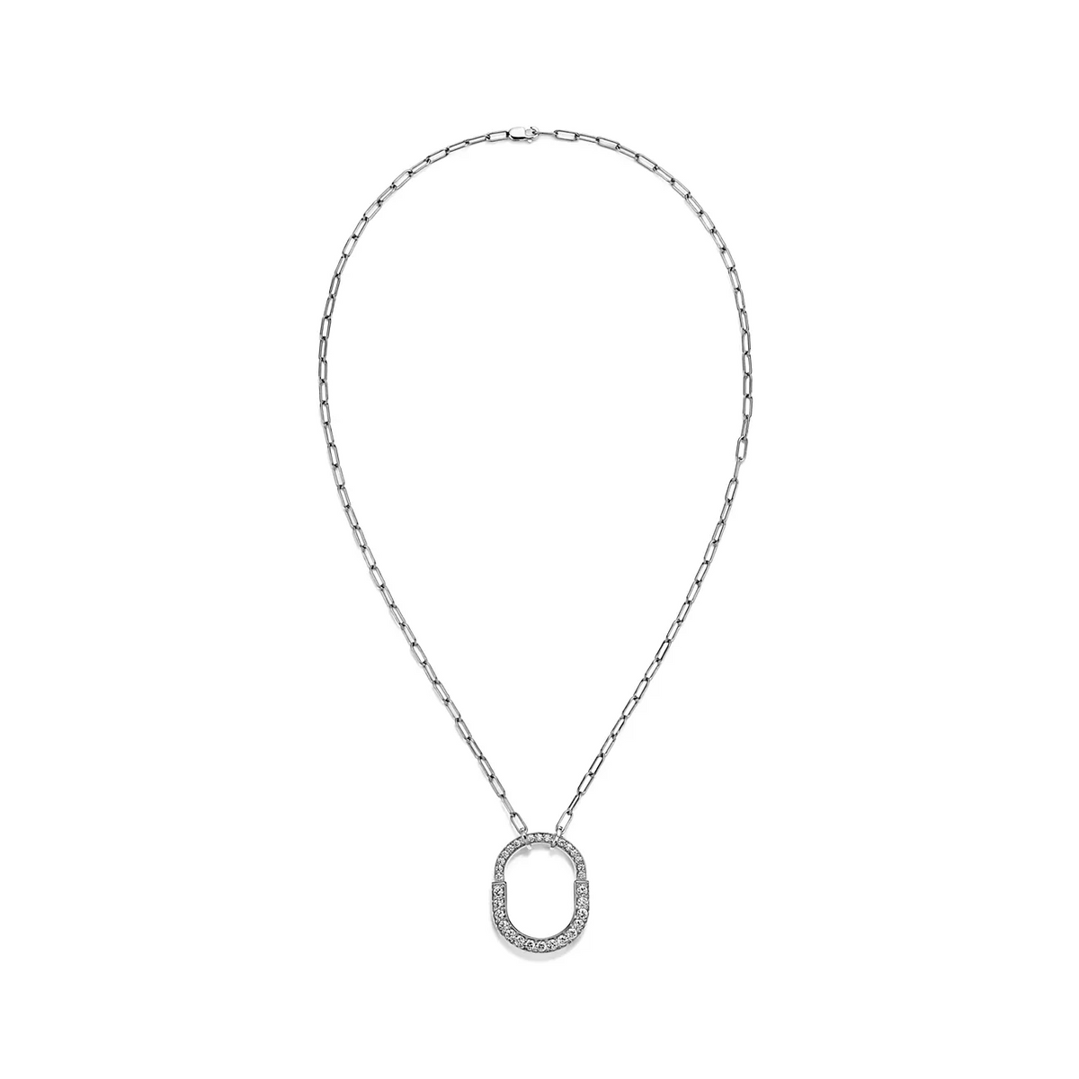 [Glow Muse ]LOCK NECKLACE MEDIUM PENDANT SILVER PAVED DIAMONDS