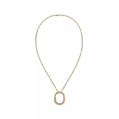 [Glow Muse ]LOCK NECKLACE MEDIUM PENDANT GOLD PAVED DIAMONDS