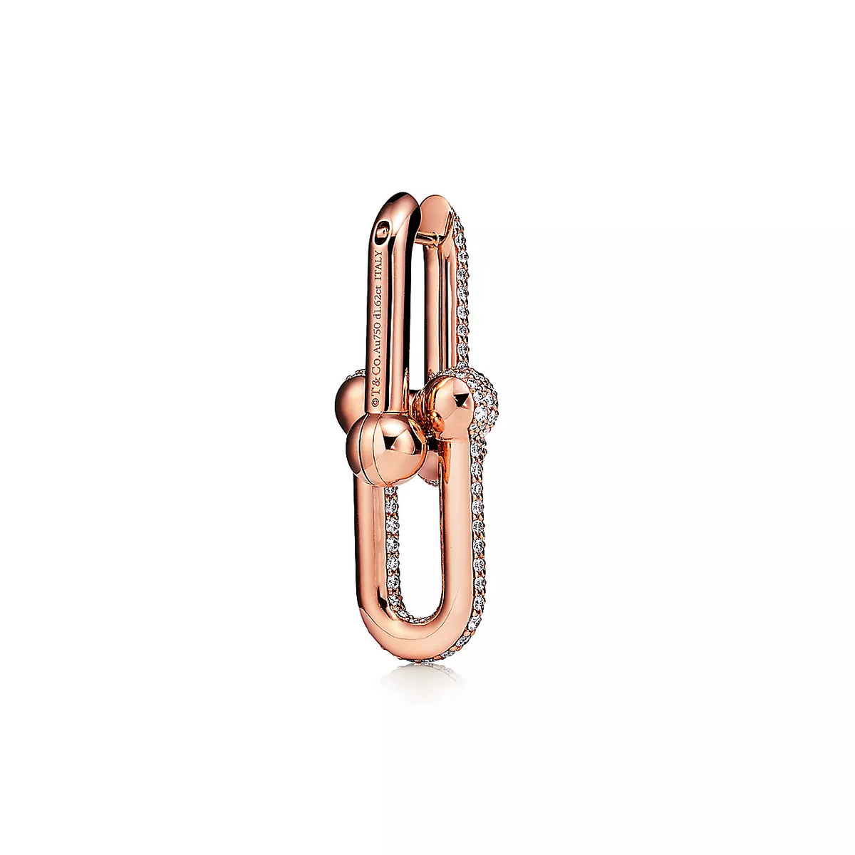 [Glow Muse ]LARGE LINK EARRINGS PINK GOLD WITH PAVED DIAMONDS