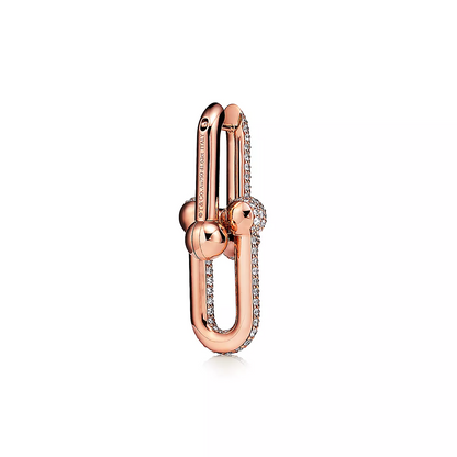 [Glow Muse ]LARGE LINK EARRINGS PINK GOLD WITH PAVED DIAMONDS