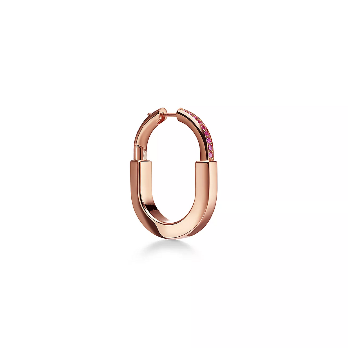 [Glow Muse ]LOCK MEDIUM PINK DIAMOND PINK GOLD EARRINGS