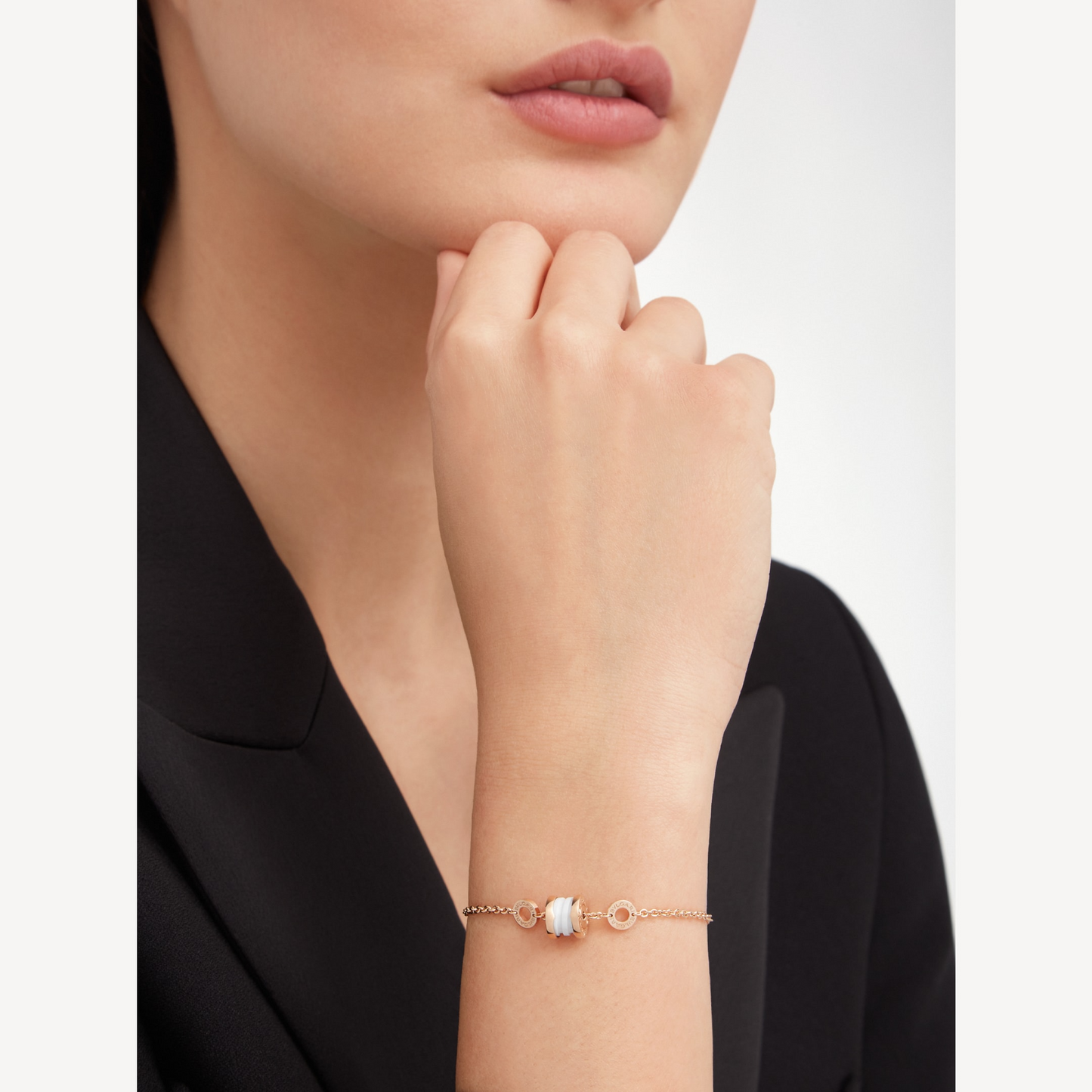 [Glow Muse]ZERO 1 SOFT PINK GOLD AND WHITE CERAMIC BRACELET