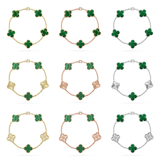 [⭐Glow Muse] CLOVER 5 MOTIF MALACHITE BRACELET COLLECTION