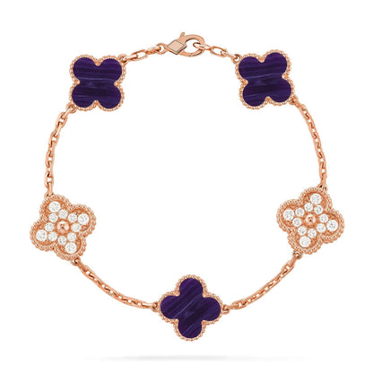 [⭐Glow Muse]CLOVER 5 MOTIF PURPLE STRIPES BRACELET COLLECTION