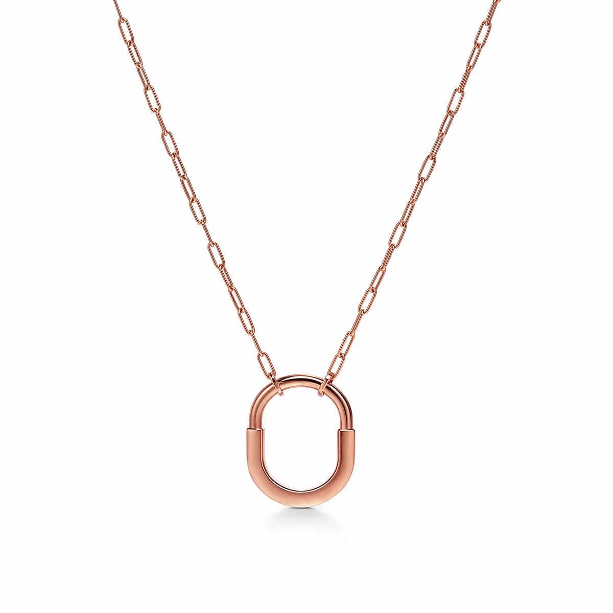 [Glow Muse ]LOCK MEDIUM PENDANT PINK DIAMOND PINK GOLD NECKLACE