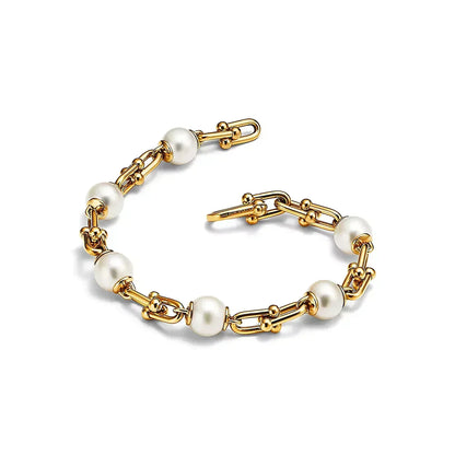 [Glow Muse ]LINK BRACELET GOLD WITH FRESHWATER PEARLS