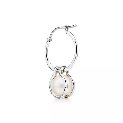[Glow Muse ]PEARL HOOP SILVER EARRINGS