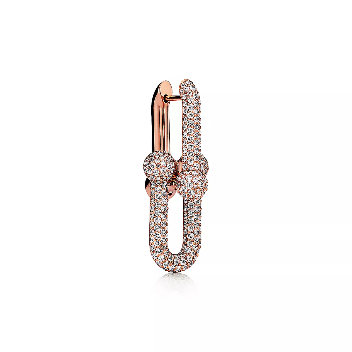 [Glow Muse ]LARGE LINK EARRINGS PINK GOLD WITH PAVED DIAMONDS