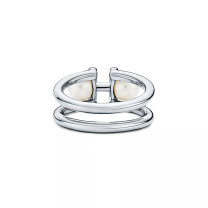 [Glow Muse ]DOUBLE PEARL SILVER RING