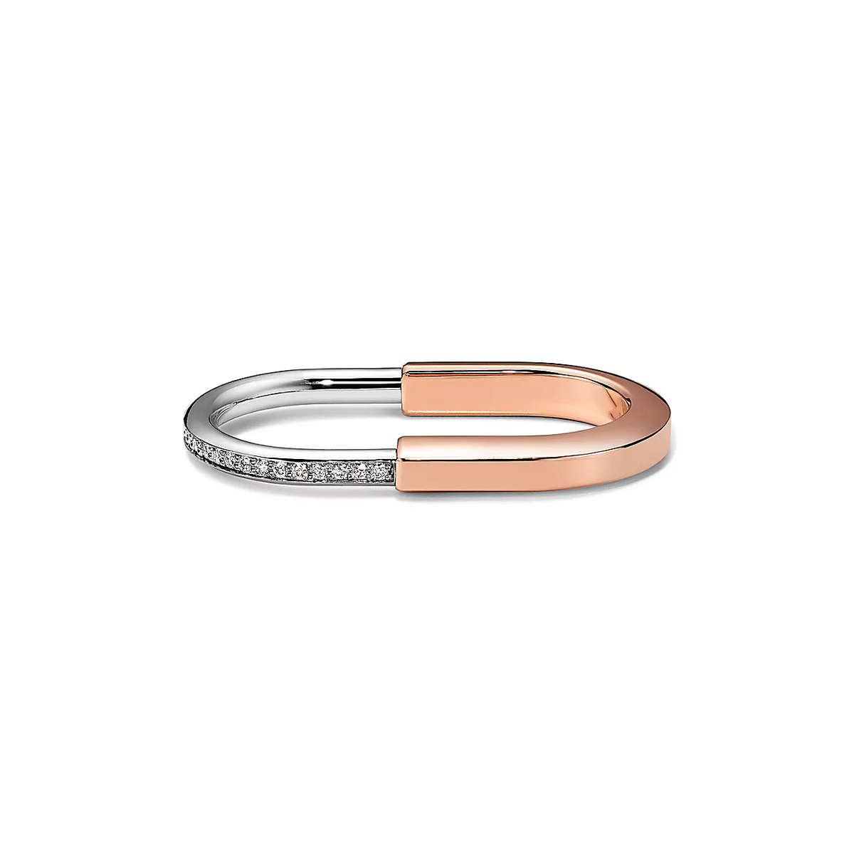 [Glow Muse ]LOCK RING TOW-FINGER ROSE AND WHITE GOLD DIAMONDS