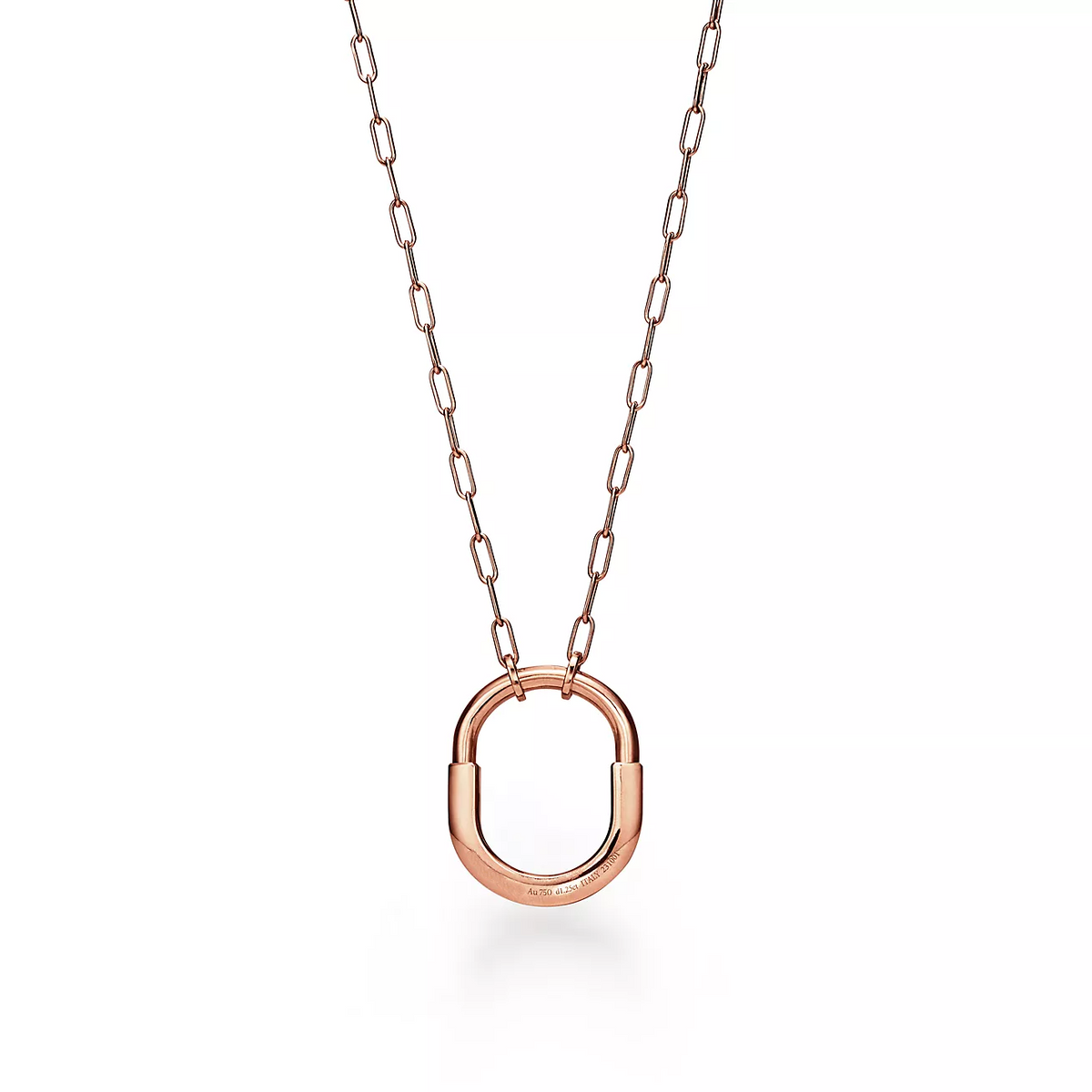 [Glow Muse ]LOCK NECKLACE MEDIUM PENDANT PINK GOLD PAVED DIAMONDS