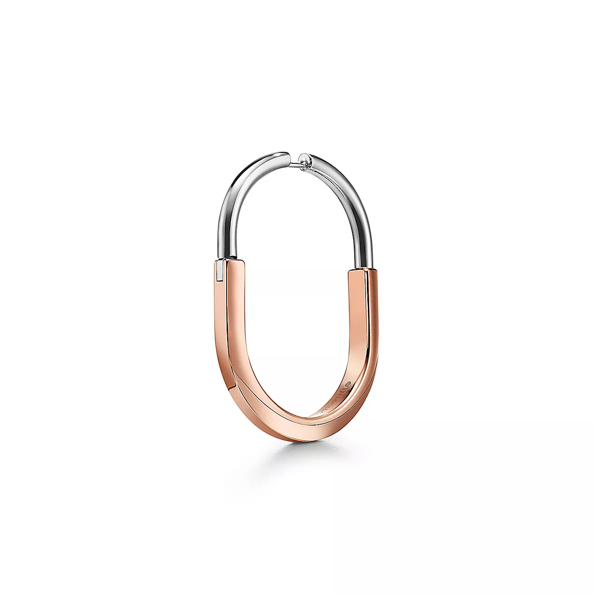 [Glow Muse ]LOCK EARRINGS ROSE AND WHITE GOLD DIAMONDS EXTRA LARGE