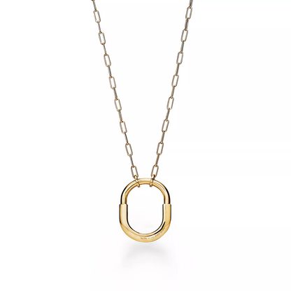 [Glow Muse ]LOCK NECKLACE MEDIUM PENDANT GOLD PAVED DIAMONDS