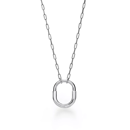 [Glow Muse ]LOCK NECKLACE MEDIUM PENDANT SILVER PAVED DIAMONDS