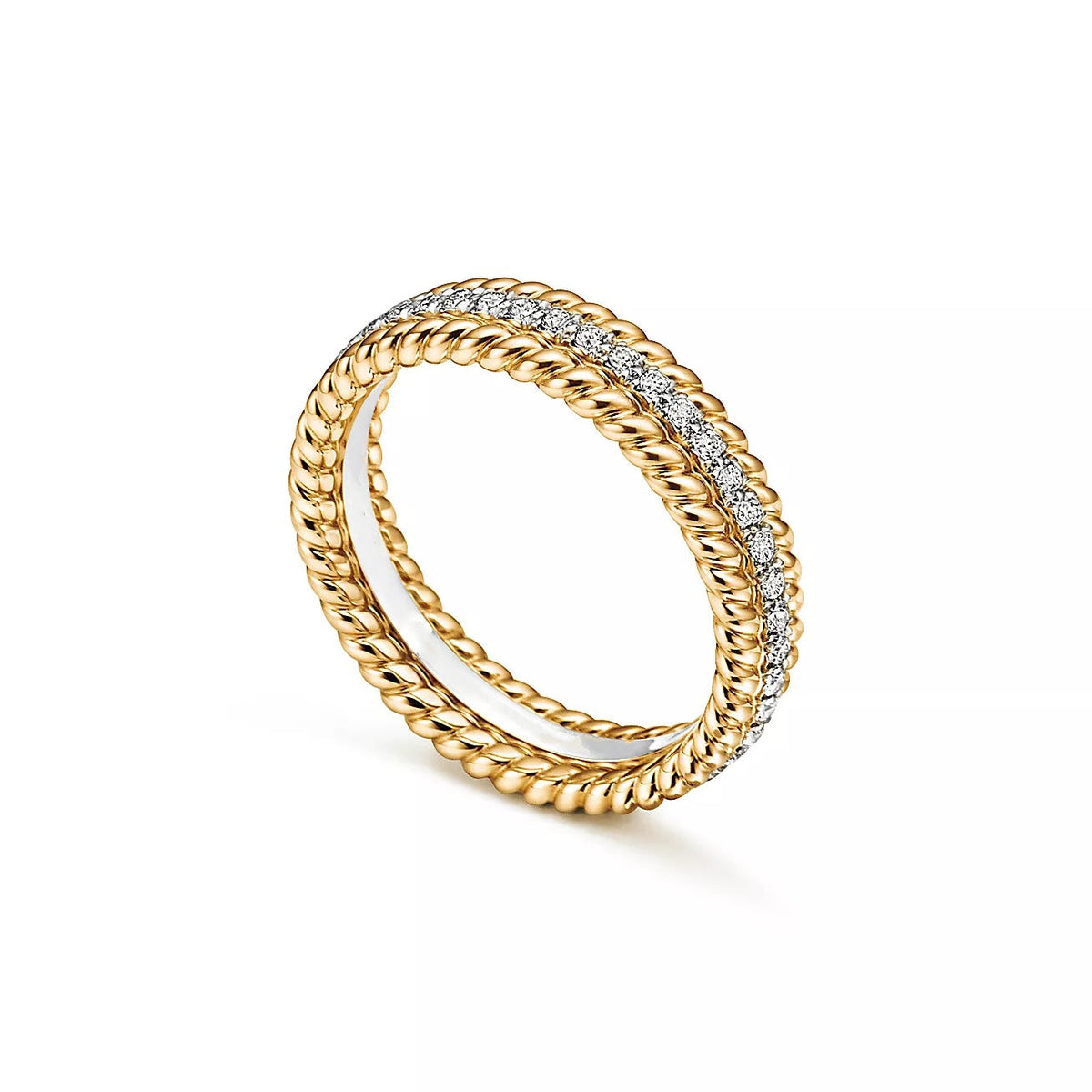 [Glow Muse ]ROPE TWO-ROW GOLD DIAMOND RING