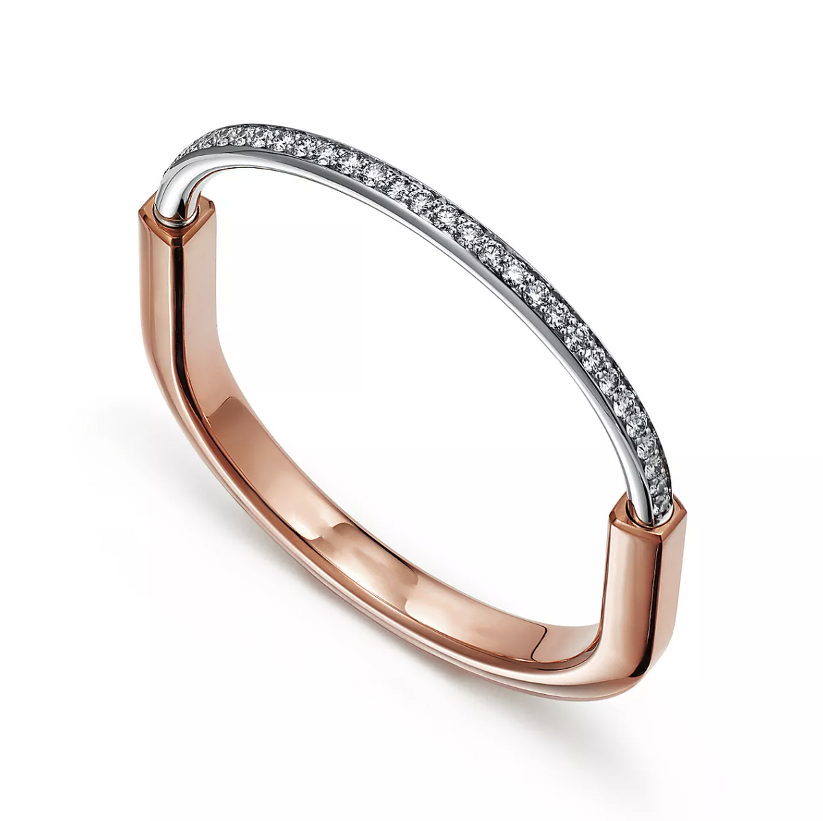 [Glow Muse ]LOCK BRACELET ROSE AND WHITE GOLD DIAMOND
