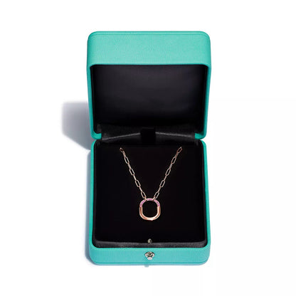 [Glow Muse ]LOCK SMALL PENDANT PINK DIAMOND PINK GOLD NECKLACE