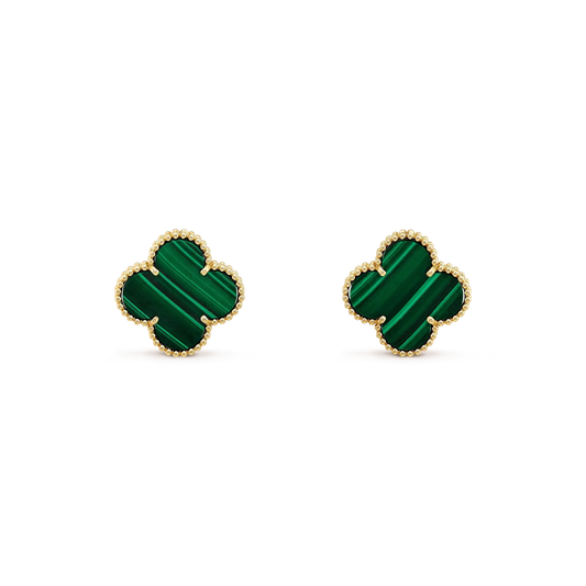 [Glow Muse]CLOVER MINI 9.5MM MALACHITE  EARRINGS