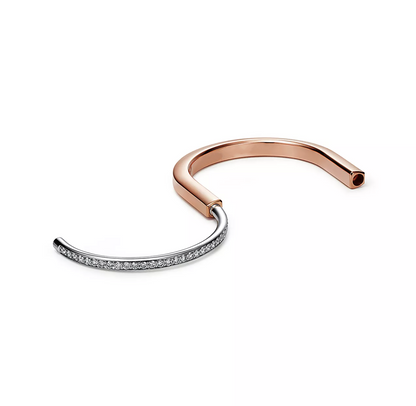 [Glow Muse ]LOCK BRACELET ROSE AND WHITE GOLD DIAMOND
