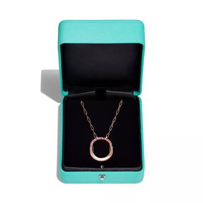 [Glow Muse ]LOCK MEDIUM PENDANT PINK DIAMOND PINK GOLD NECKLACE