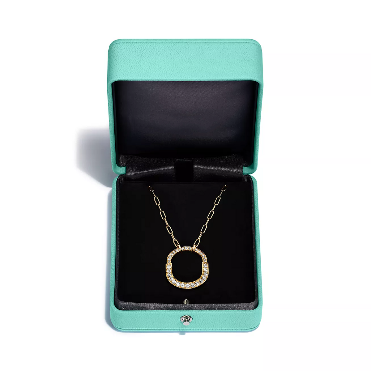 [Glow Muse ]LOCK NECKLACE MEDIUM PENDANT GOLD PAVED DIAMONDS