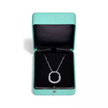 [Glow Muse ]LOCK NECKLACE MEDIUM PENDANT SILVER PAVED DIAMONDS