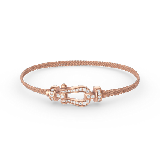 [Glow Muse]FORCE SMALL HORSESHOE  DIAMOND CHAIN ROPE BRACELET