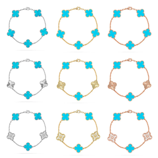 [⭐Glow Muse] CLOVER 5 MOTIF TURQUOISE BRACELET COLLECTION