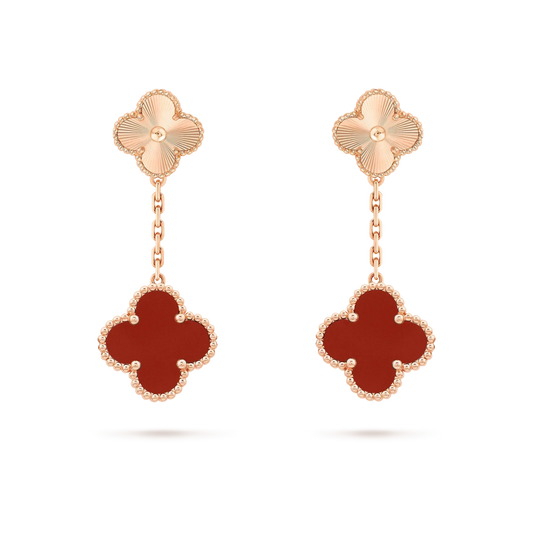 [Glow Muse]CLOVER 2 MOTIF  LASER CARNELIAN EARRINGS