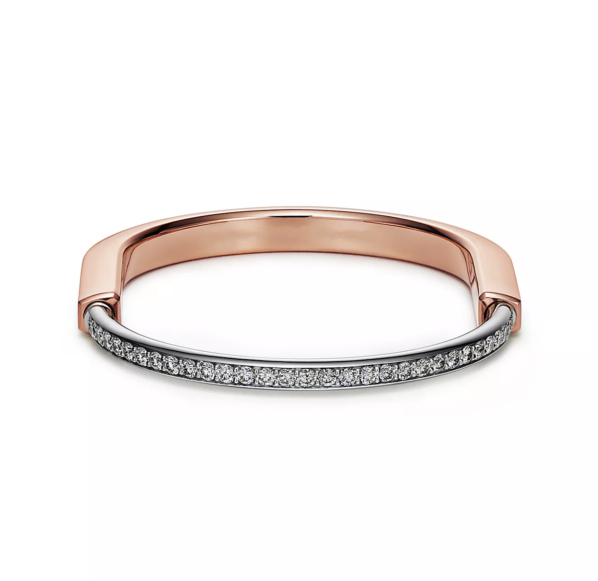 [Glow Muse ]LOCK BRACELET ROSE AND WHITE GOLD DIAMOND
