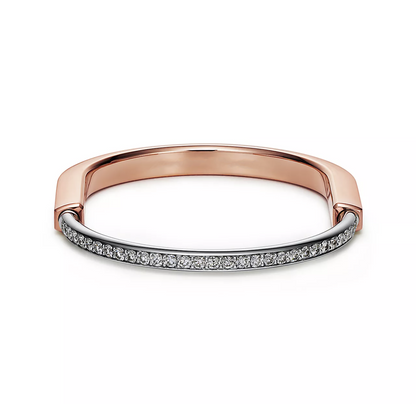 [Glow Muse ]LOCK BRACELET ROSE AND WHITE GOLD DIAMOND