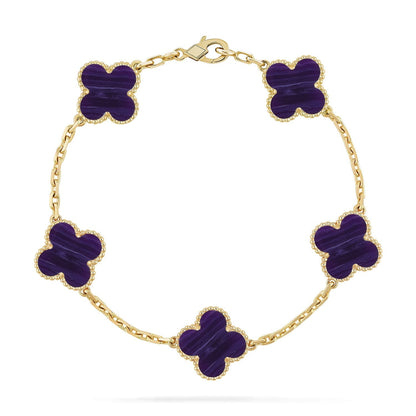 [⭐Glow Muse]CLOVER 5 MOTIF PURPLE STRIPES BRACELET COLLECTION