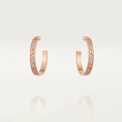 [Glow Muse]LOVE DIAMOND PINK GOLD HOOP EARRINGS
