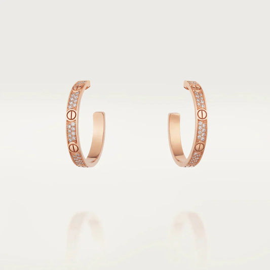 [Glow Muse]LOVE DIAMOND PINK GOLD HOOP EARRINGS